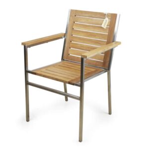 Healesville stacking armchair with stainless steel and teak