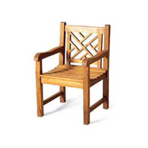 Cross back teak armchair