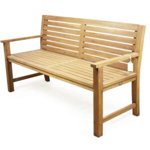 Orient teak bench with armrests