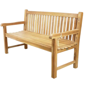 Windemere teak bench with slatted back