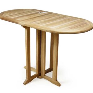 Oval dropside folding teak table