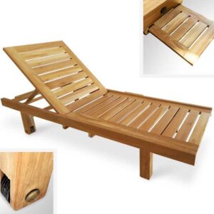 Deco style pool lounge chair in teak wood