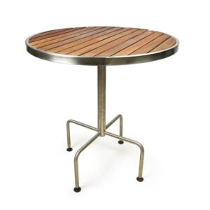 Stainless Steel & Teak Round Table