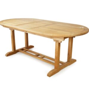 Crofton fixed teak table with sturdy legs