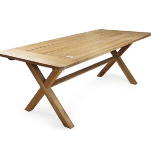 Crossleg fixed teak table