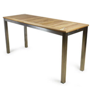 Stainless steel teak bar table with sleek design
